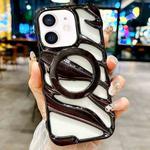 For iPhone 11 Cooling Hollow Electroplating TPU MagSafe Phone Case(Black)