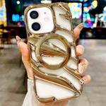 For iPhone 11 Cooling Hollow Electroplating TPU MagSafe Phone Case(Gold)
