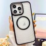 For iPhone 15 Pro Max Transparent Glitter Starry Sky Top Diamond Frosted MagSafe Phone Case(Black)