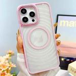 For iPhone 13 Pro Max Transparent Glitter Starry Sky Top Diamond Frosted MagSafe Phone Case(Pink)