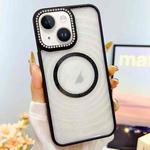 For iPhone 13 Transparent Glitter Starry Sky Top Diamond Frosted MagSafe Phone Case(Black)
