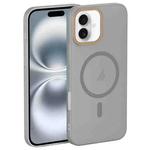 For iPhone 16 Plus Translucent Frosted Skin PC MagSafe Phone Case(Grey)
