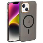 For iPhone 14 Translucent Frosted Skin PC MagSafe Phone Case(Black)