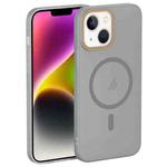 For iPhone 14 Translucent Frosted Skin PC MagSafe Phone Case(Grey)