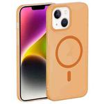 For iPhone 14 Translucent Frosted Skin PC MagSafe Phone Case(Orange)