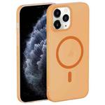 For iPhone 11 Pro Max Translucent Frosted Skin PC MagSafe Phone Case(Orange)