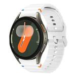 For Samsung Galaxy Watch FE / 7 / 6 / 5 / 4 xDfind Wavy Grain Stitched Colorful Buckle Silicone Watch Band(White)