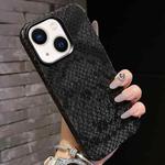 For iPhone 14 / 13 Plain Leather Snake Texture PC MagSafe Phone Case(Black)