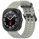 For Samsung Galaxy Watch Ultra 47mm xDfind Ocean Hole Dual Buckle Silicone Watch Band(Gray Green)