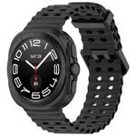 For Samsung Galaxy Watch Ultra 47mm xDfind Ocean Hole Dual Buckle Silicone Watch Band(Black)