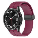 For Samsung Galaxy Watch6 / Watch6 Classic xDfind Fold Magnetic Black Buckle Silicone Watch Band(Wine Red)