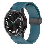 For Samsung Galaxy Watch6 / Watch6 Classic xDfind Fold Magnetic Black Buckle Silicone Watch Band(Dark Blue)