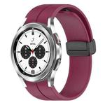 For Samsung Galaxy Watch4 / Watch4 Classic xDfind Fold Magnetic Black Buckle Silicone Watch Band(Wine Red)