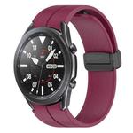 For Samsung Galaxy Watch3 41mm xDfind Fold Magnetic Black Buckle Silicone Watch Band(Wine Red)