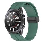 For Samsung Galaxy Watch3 41mm xDfind Fold Magnetic Black Buckle Silicone Watch Band(Dark Green)