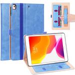 For iPad 10.2 / iPad Air 10.5 / iPad Pro 10.5 inch Retro Texture PU Horizontal Flip Leather Case with Holder & Card Slots & Hand Strap(Blue)