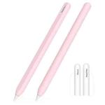 For Apple Pencil 2 / Pro Integrated Anti-roll Silicone Protective Stylus Pen Case(Pink)