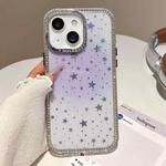 For iPhone 15 Holographic Starry Pattern TPU Hybrid IMD Full Coverage Phone Case(Purple)