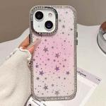 For iPhone 13 / 14 Holographic Starry Pattern TPU Hybrid IMD Full Coverage Phone Case(Pink)