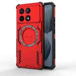 For Redmi K70E 5G Butterfly Armor MagSafe Magnetic Ring Shockproof Phone Case(Red)
