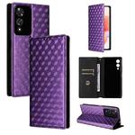 For Cubot A10 Cubic Grid Texture Flip Leather Phone Case(Purple)