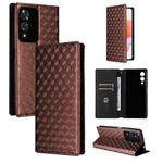 For Cubot A10 Cubic Grid Texture Flip Leather Phone Case(Brown)