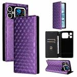 For Cubot A20 Cubic Grid Texture Flip Leather Phone Case(Purple)