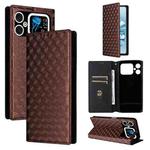 For Cubot A20 Cubic Grid Texture Flip Leather Phone Case(Brown)