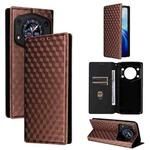For Cubot A30 Cubic Grid Texture Flip Leather Phone Case(Brown)