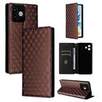 For Cubot Note 40 Cubic Grid Texture Flip Leather Phone Case(Brown)