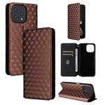 For Cubot P80 Cubic Grid Texture Flip Leather Phone Case(Brown)