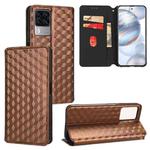 For Cubot X50 Cubic Grid Texture Flip Leather Phone Case(Brown)