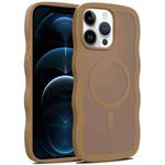 For iPhone 12 Pro Max Skin Feel Wave Texture MagSafe Phone Case(Brown)