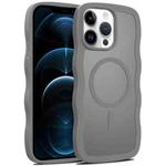 For iPhone 12 Pro Max Skin Feel Wave Texture MagSafe Phone Case(Grey)
