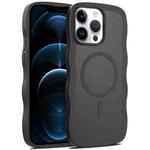 For iPhone 12 Pro Max Skin Feel Wave Texture MagSafe Phone Case(Black)