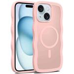 For iPhone 15 Plus Skin Feel Wave Texture MagSafe Phone Case(Pink)