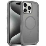 For iPhone 15 Pro Skin Feel Wave Texture MagSafe Phone Case(Grey)
