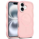 For iPhone 16 Plus Skin Feel Wave Texture MagSafe Phone Case(Pink)