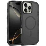 For iPhone 16 Pro Max Skin Feel Wave Texture MagSafe Phone Case(Black)