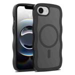 For iPhone 16e Skin Feel Wave Texture MagSafe Phone Case(Black)
