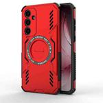 For Samsung Galaxy A35 5G Butterfly Armor MagSafe Magnetic Ring Shockproof Phone Case(Red)