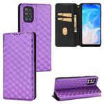 For Doogee N40 Pro Cubic Grid Texture Flip Leather Phone Case(Purple)
