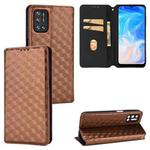 For Doogee N40 Pro Cubic Grid Texture Flip Leather Phone Case(Brown)