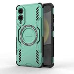 For Samsung Galaxy S25 Edge 5G Butterfly Armor MagSafe Magnetic Ring Shockproof Phone Case(Light Green)