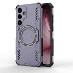 For Samsung Galaxy S25 5G Butterfly Armor MagSafe Magnetic Ring Shockproof Phone Case(Purple)