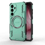 For Samsung Galaxy S25 5G Butterfly Armor MagSafe Magnetic Ring Shockproof Phone Case(Light Green)