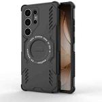 For Samsung Galaxy S25 Ultra 5G Butterfly Armor MagSafe Magnetic Ring Shockproof Phone Case(Black)
