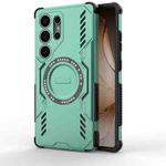 For Samsung Galaxy S25 Ultra 5G Butterfly Armor MagSafe Magnetic Ring Shockproof Phone Case(Light Green)