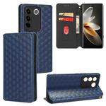 For vivo S16 / S16 Pro / V27 Pro Cubic Grid Texture Flip Leather Phone Case(Blue)