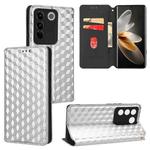 For vivo S16 / S16 Pro / V27 Pro Cubic Grid Texture Flip Leather Phone Case(Silver)
